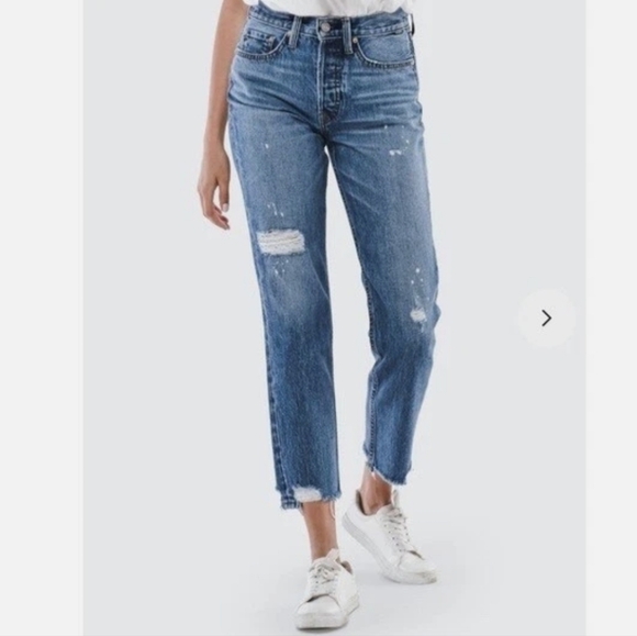 Noend Denim Denim - Noend Denim High-Rise Distressed Cropped Women's Jeans